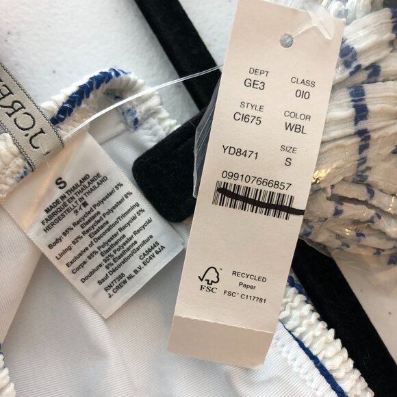 J Crew Bandeau Scrunchie Bikini Top With O-Ring Striped Blue White S - Picture 5 of 7